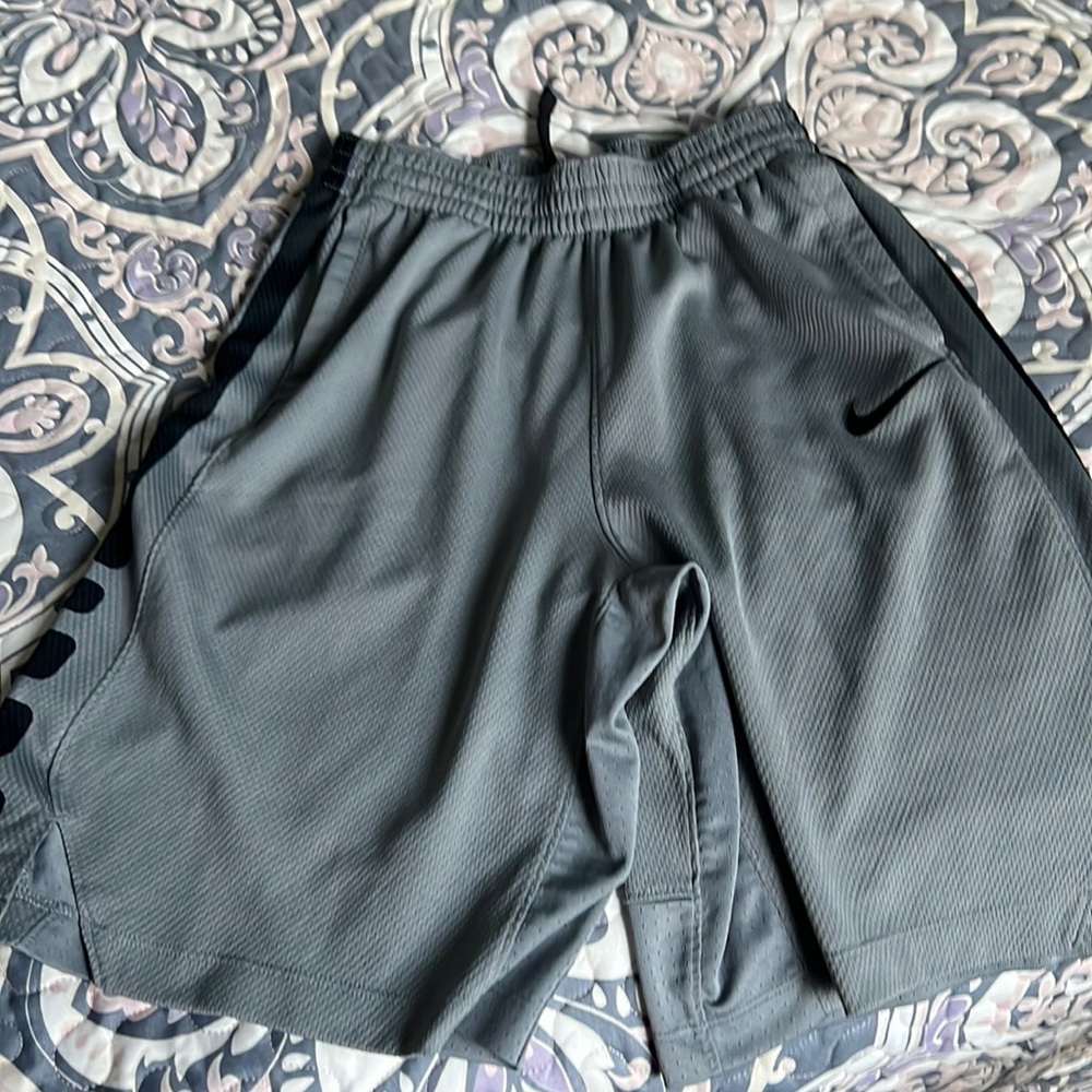 Nike youth xl gray and black dri fit shorts